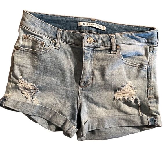 Celebrity Pink distressed ripped denim shorts cotton blnd w spandex sz 7 - Picture 1 of 6